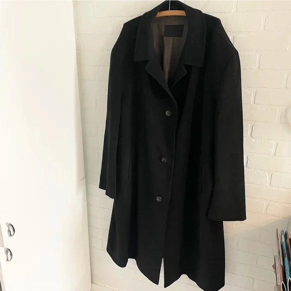 Eres Cashmere Coat Minimalist Luxury Overcoat Black Sz 64 - Picture 2 of 14